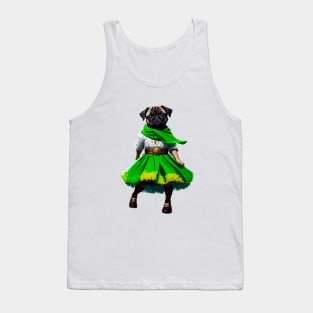 Cheerful Pug in Green Tracht Doing a Traditional Alpine Dance Tank Top